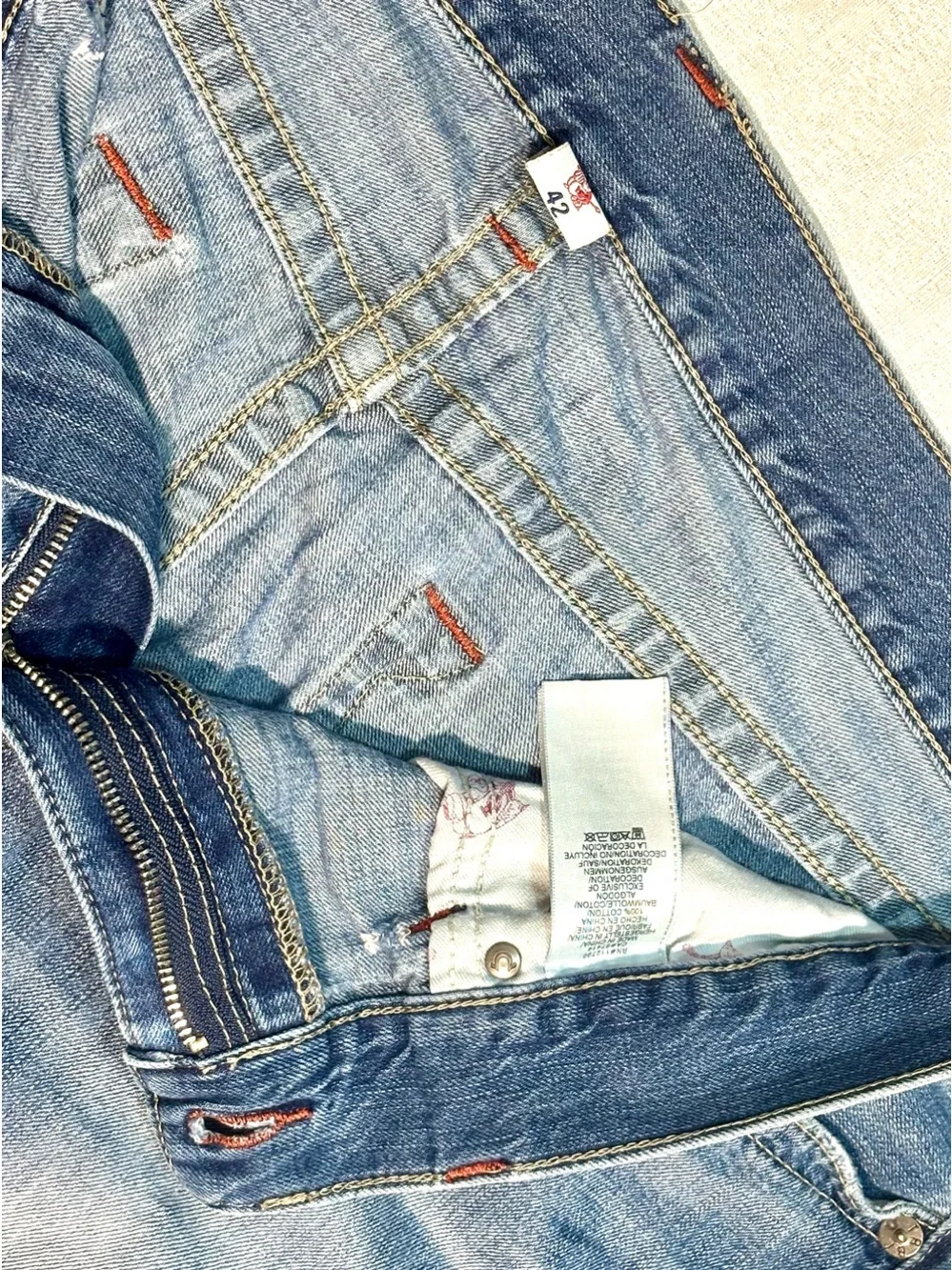 True Religion Rickie Straight Men's Light Blue Slim Straight Jeans Size 42